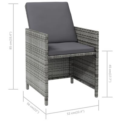 vidaXL 4 Piece Patio Chair and Stool Set Poly Rattan Gray