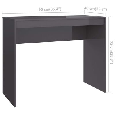 vidaXL Desk High Gloss Gray 35.4"x15.7"x28.3" Engineered Wood