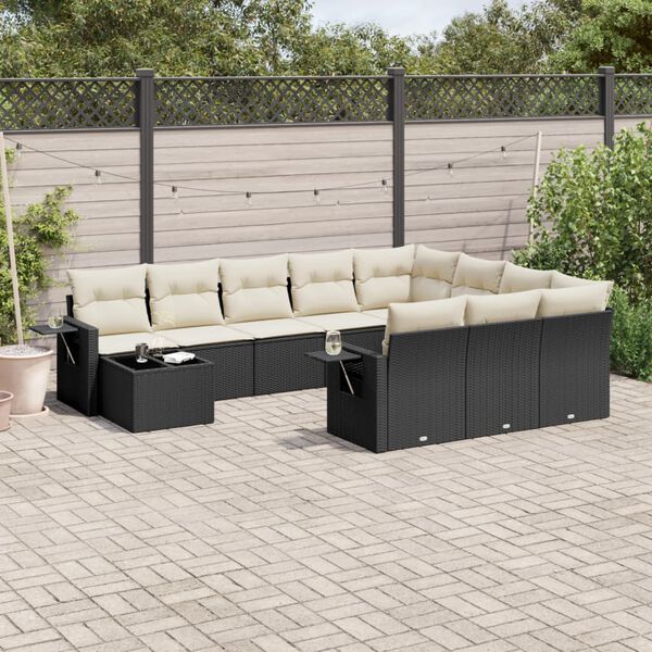 vidaXL Garden Sofa Set Black, Cream White
