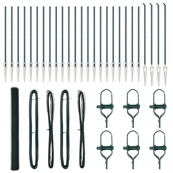 vidaXL Fence Post Green 164.04 x 5.25 ft (0.51 in mesh) Steel and PVC