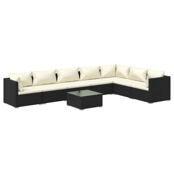 vidaXL Garden Lounge Set Black PE rattan Large Modular