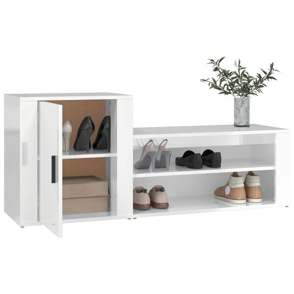 vidaXL Shoe Cabinet High gloss white Engineered wood Medium Shoe Cabinet