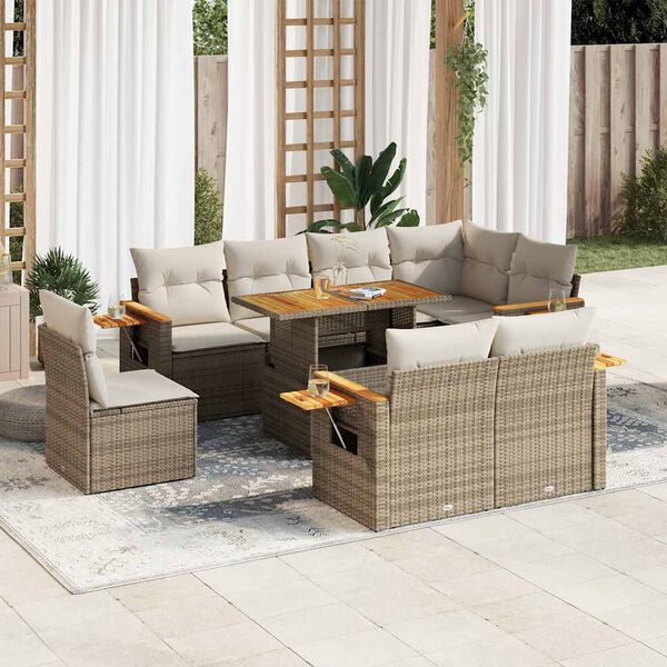 vidaXL Garden Sofa Set Beige, Cream White