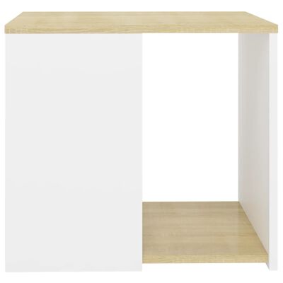 vidaXL Side Table Sonoma Oak and White 20"x20"x18" Chipboard