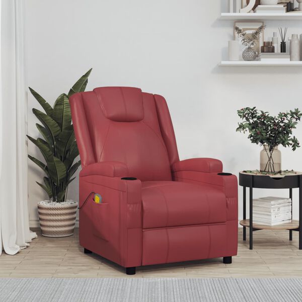vidaXL Massage Chair Wine Red