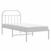 vidaXL Bed Frame White Powder-Coated Steel Twin Bed Frame Rectangular