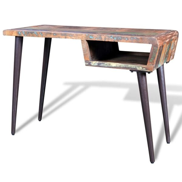 vidaXL Desk Multi-color Reclaimed wood, Painted iron 43.3 x 19.7 x 31.5 in