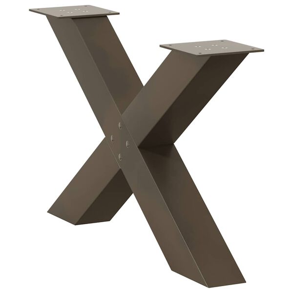 vidaXL Coffee Table Legs X-Shaped 2 pcs Natural Steel 27.6x(16.5-16.9)" Steel