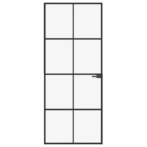 vidaXL Interior Door Black 32.7"x79.3" Tempered Glass&Aluminum Slim