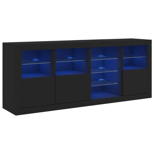 vidaXL Sideboard Black Engineered wood, Glass Large Sideboard