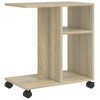 vidaXL Side Table with Wheels Sonoma Oak 19.7"x11.8"x21.7" Engineered Wood