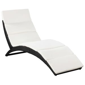 vidaXL Sun Lounger Black, Cream White