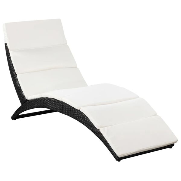 vidaXL Sun Lounger Black, Cream White