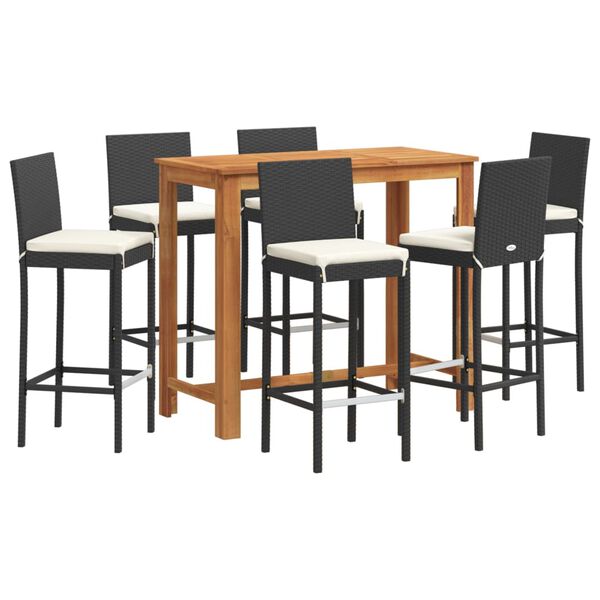 vidaXL Garden Bar Set Black PE rattan Removable Covers Garden Bar Set