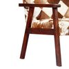 vidaXL Armchair White and Brown Goat Leather, Acacia Wood Standard