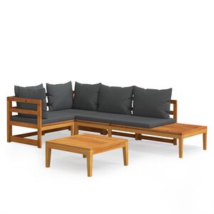vidaXL Garden Lounge Set Dark grey, Natural wood