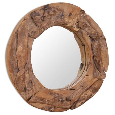 vidaXL Decorative Mirror Teak 23.6" Round
