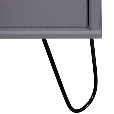vidaXL Bedside Cabinet Gray 17.7"x15.6"x22.4" Solid Pine Wood