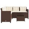 vidaXL Garden Sofa Brown PE Rattan, Powder-coated Steel, Tempered Glass