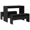 vidaXL Dining Table And Bench Set Black Engineered wood Compact Modern