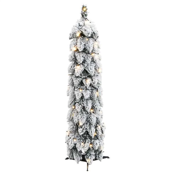 vidaXL Artificial Christmas Tree Green and white PVC, plastic Small