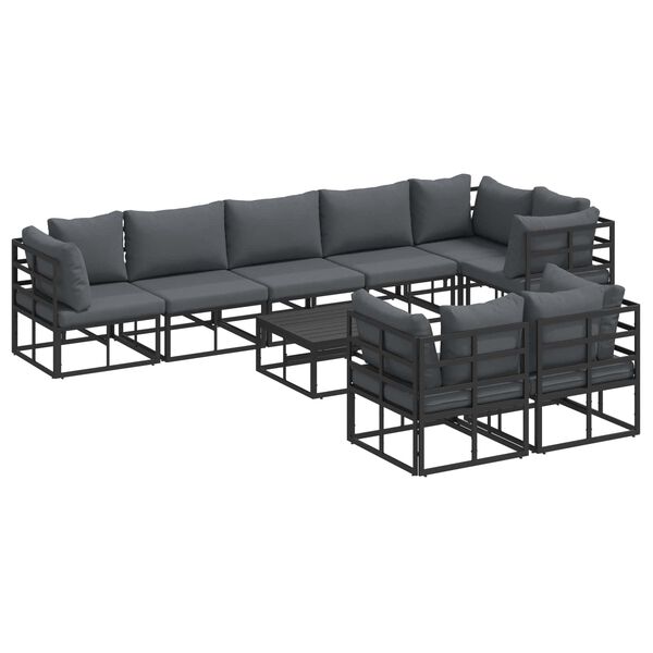 vidaXL Garden Sofa Set with Cushion Black Aluminium