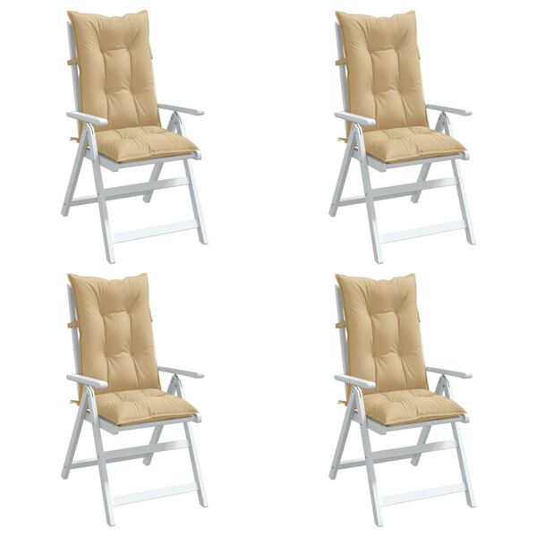 vidaXL Highback Chair Cushion Set of 4 Melange Beige 100% polyester