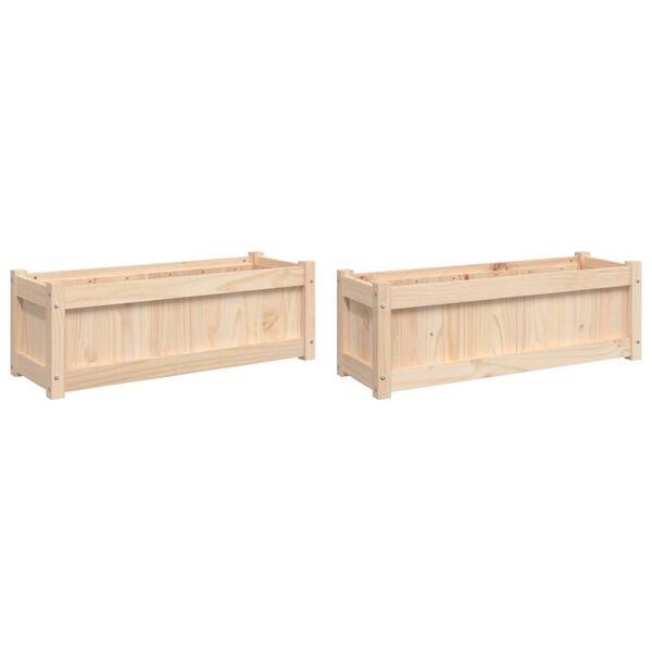 vidaXL Garden Planter Set of 2 Natural wood Solid pine wood