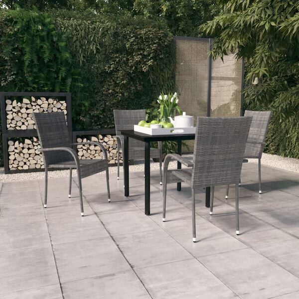 vidaXL Garden Dining Set Grey and Black