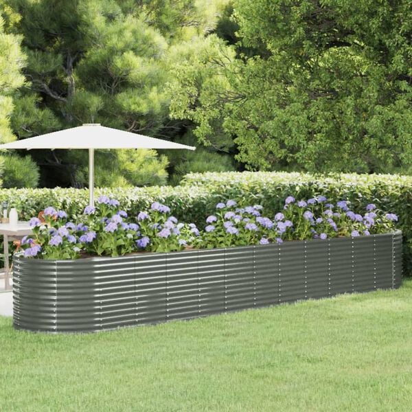 vidaXL Garden Raised Bed Grey Powder-coated steel Large Durable