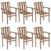vidaXL Stackable Patio Chairs with Cushions 6 pcs Solid Teak Wood