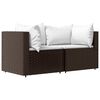vidaXL 3 Piece Patio Lounge Set with Cushions Brown Poly Rattan