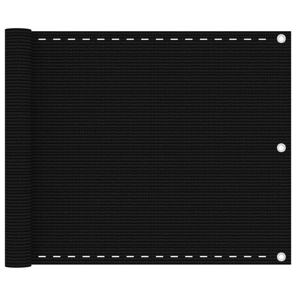 vidaXL Balcony Screen Black 29.5x236.2" HDPE