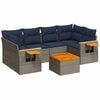vidaXL 7 Piece Patio Sofa Set with Cushions Grey Poly Rattan (US only)