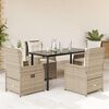 vidaXL 5 Piece Patio Dining Set with Cushions Beige Poly Rattan