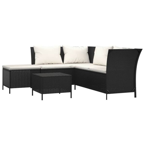 vidaXL Garden Lounge Set Black, Cream White