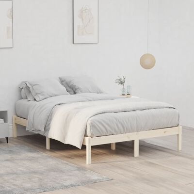 vidaXL Bed Frame 53.9"x74.8" Full Solid Wood Pine