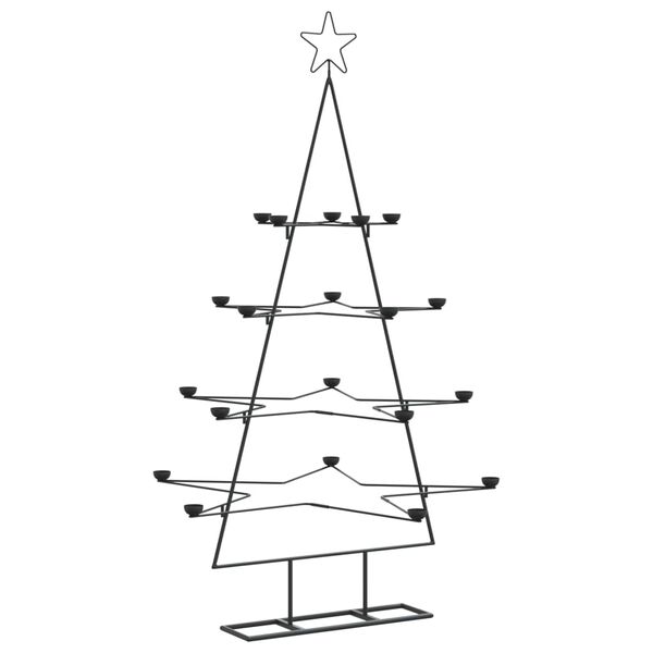 vidaXL Metal Christmas Tree Black Powder-coated steel 55.1 in tall