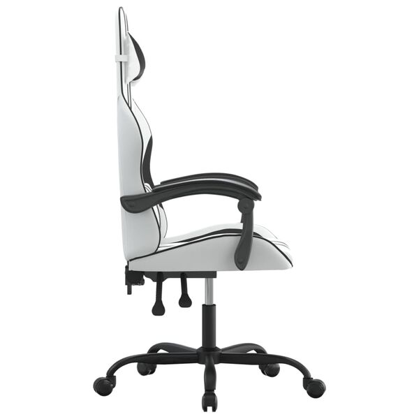 vidaXL Gaming Chair White and Black Faux Leather