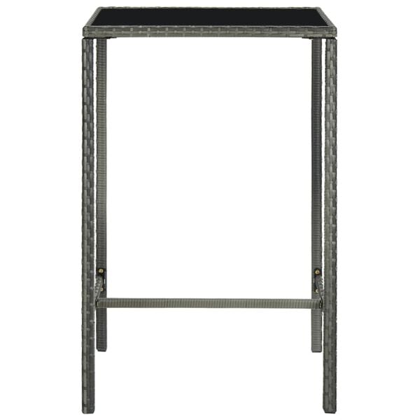 vidaXL Bar Table Grey PE Rattan Medium Durable Bar Table Square