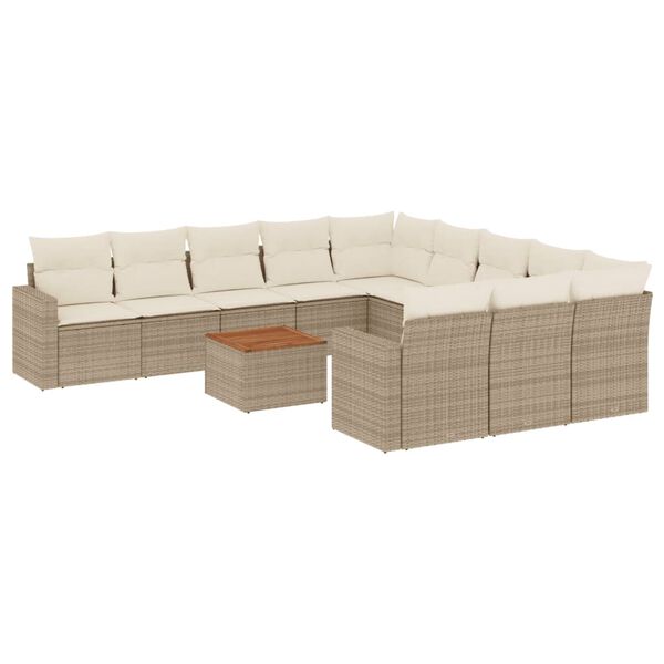 vidaXL Garden Sofa Set Beige PE Rattan Large Modular Garden Sofa Set