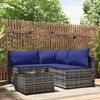vidaXL Patio Lounge Set Gray PE Rattan Medium Adjustable Feet
