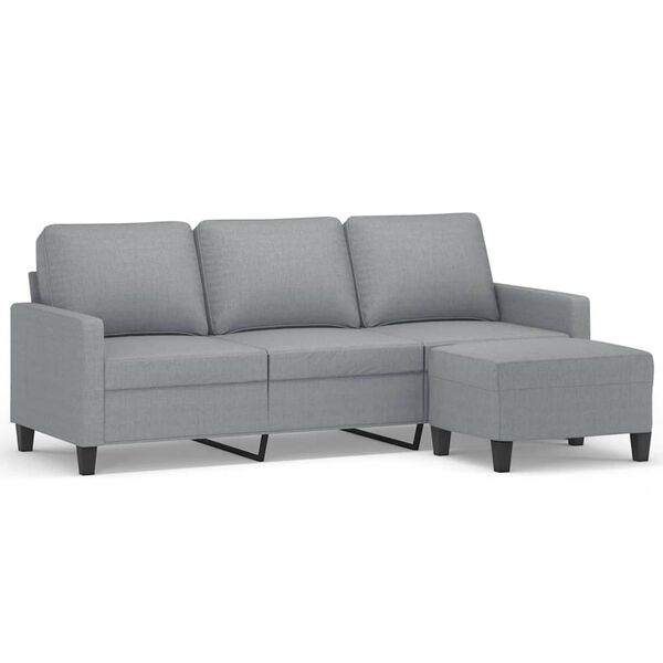 vidaXL 3-seater Sofa With Footstool Light Grey