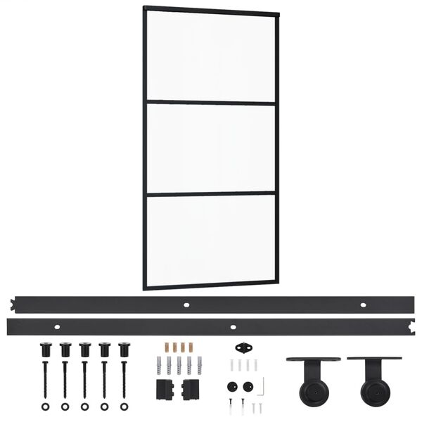 vidaXL Sliding Door with Hardware Set ESG Glass&Aluminium 40.2x80.7"(151010+145263)