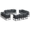 vidaXL Garden Sofa Set with Cushion 12 pcs Black Aluminium
