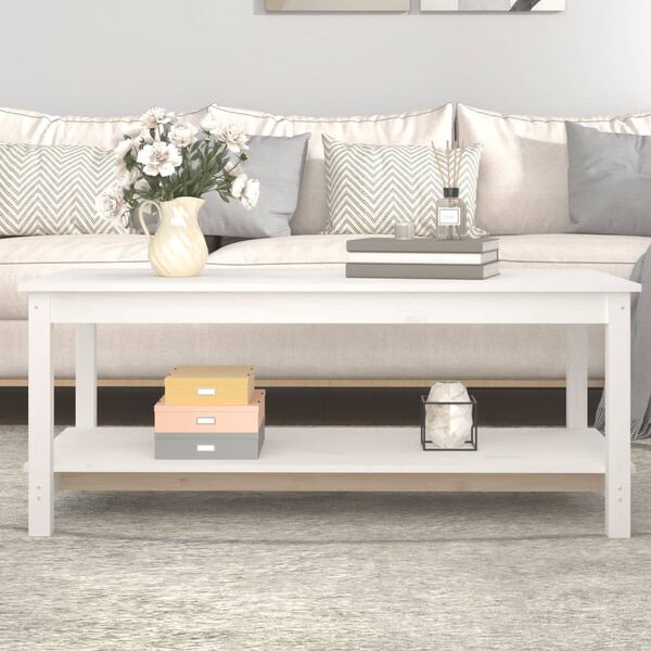 vidaXL Coffee Table White Solid Pine Wood Medium Coffee Table