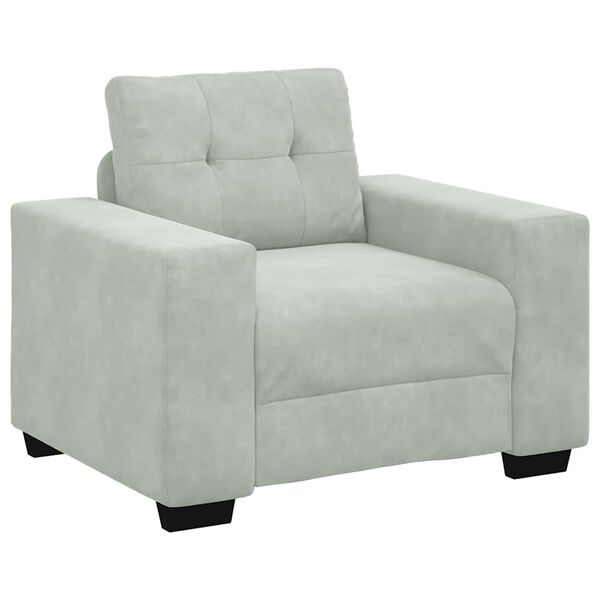vidaXL Sofa Chair Light Grey Velvet, Plywood, Steel, Plastic Single