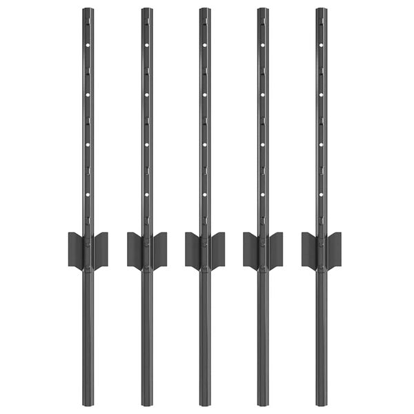 vidaXL Fence Post 5 pcs Grey 15.75 in Steel