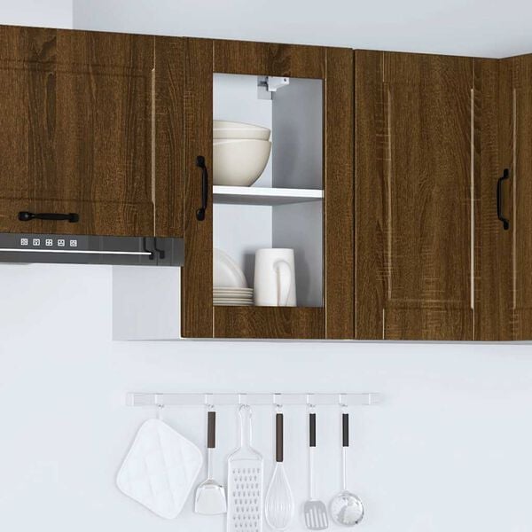 vidaXL Kitchen Wall Cabinet Brown oak Engineered wood, glass Medium