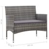 vidaXL Garden Bench Grey PE Rattan 41.3 in Weather-resistant materials